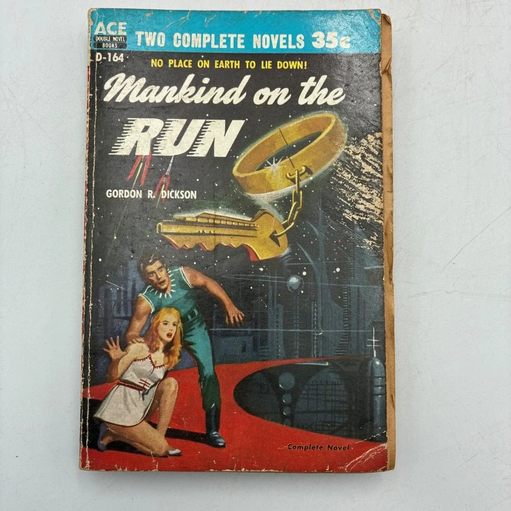 Vintage 1956 Ace Double D-164 Mankind on the Run Crossroads of Time Sci-Fi Pulp